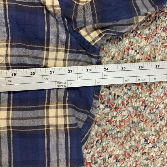 Brooks Brothers Navy Ivory Plaid Cotton Flannel Button Down Shirt Size Large - Picture 9 of 11